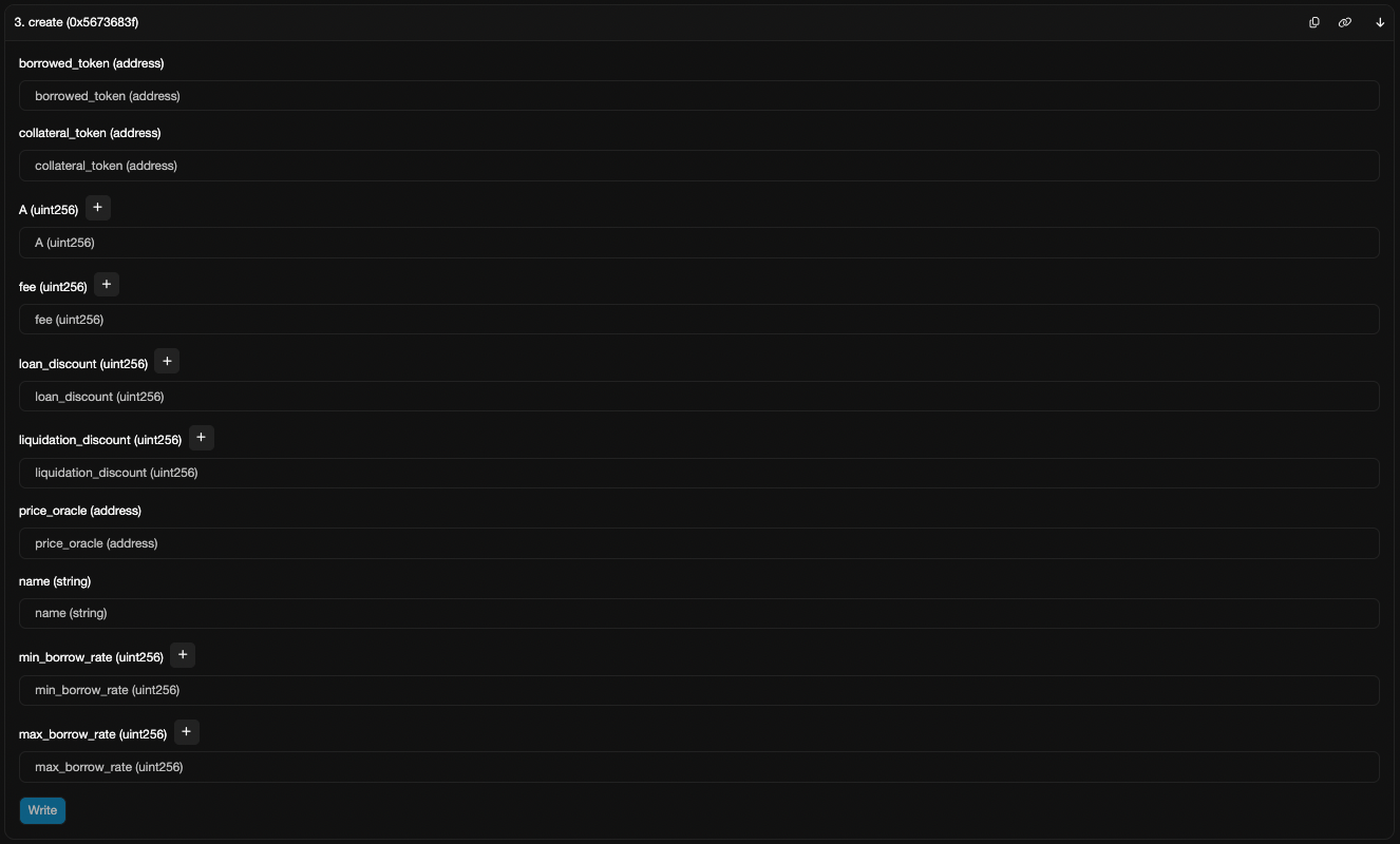 `create` function interface