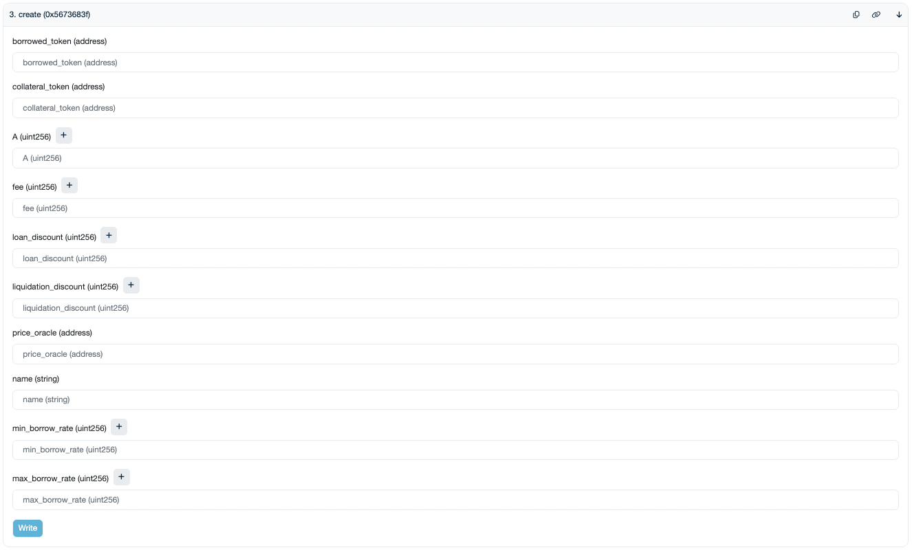 `create` function interface
