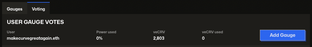 First-time voter interface showing 0% used voting power