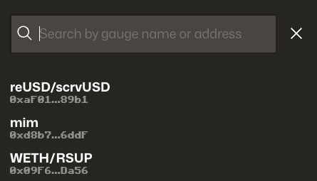 Gauge search interface allowing users to find specific gauges