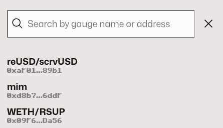 Gauge search interface allowing users to find specific gauges